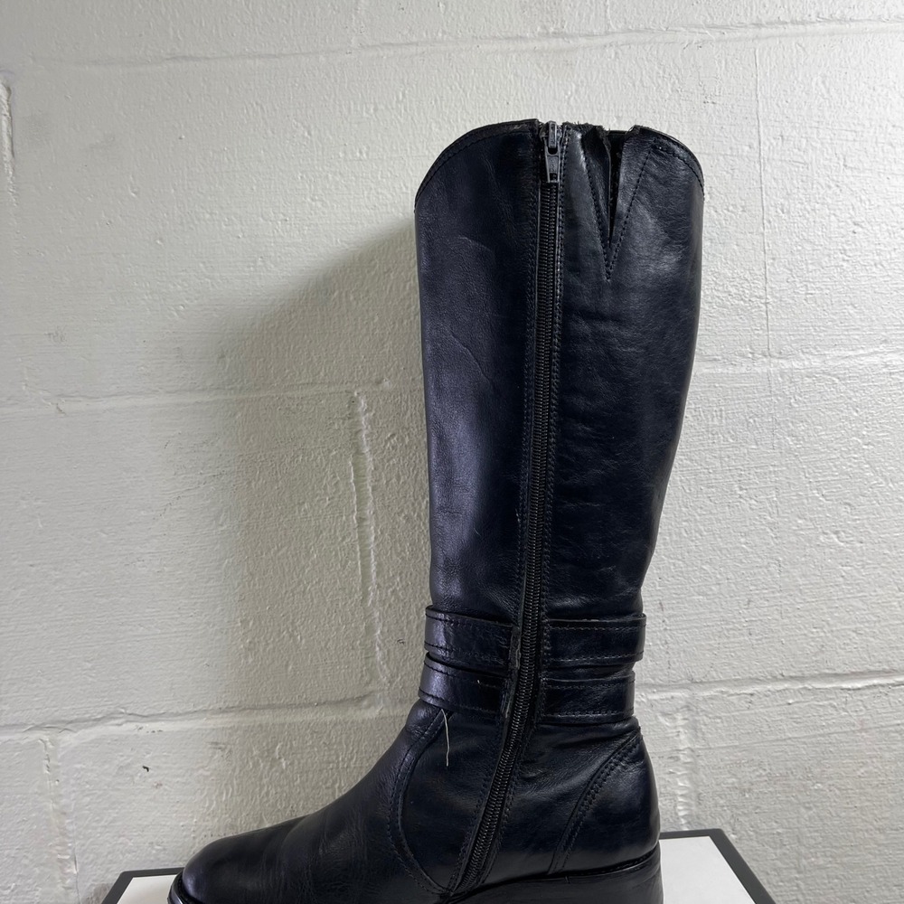 Miz Mooz Charlize Black Leather Tall Knee High Riding Boots Buckle Women's 6 US - Picture 5 of 13